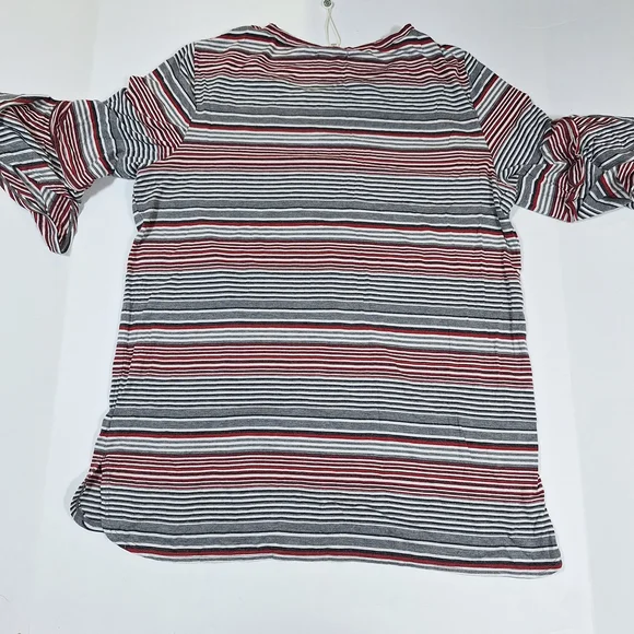 Max Studio Red and Black Striped Top - Picture 2 of 5